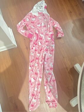 Hello Kitty Pink Hooded Footed One-Piece Pajama